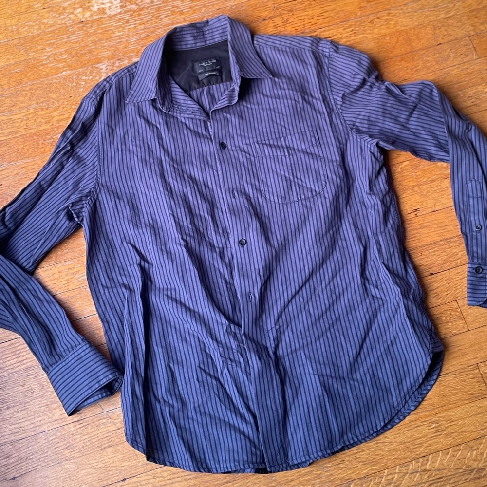 Calvin Klein Men's Striped Button-Up Shirt - Blue